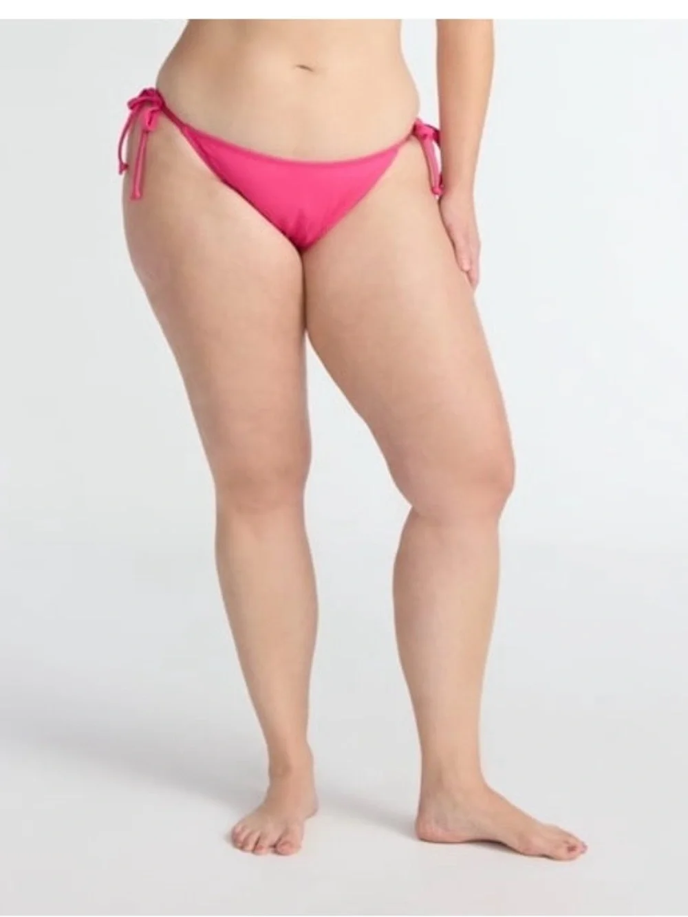 Time and Tru Women's Rib Side Tie Bikini Swim Bottom Size 1X (16W-18W) Fuchsia